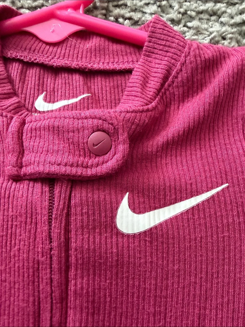 Nike Magenta Kids Footed One-Piece Zipper Romper